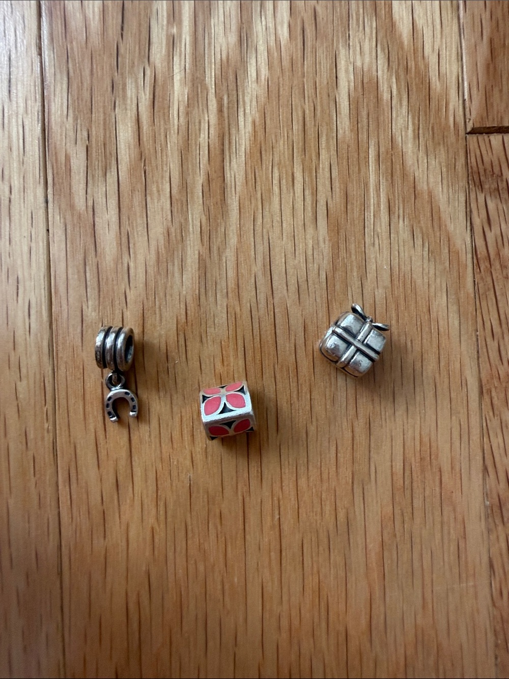 Pandora Silver Charms with Pink Enamel Accents